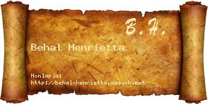 Behal Henrietta névjegykártya